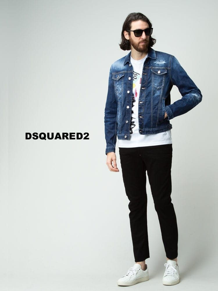 DSQUARED2 (ディースクエアード) ダメージ フルボタン デニム 