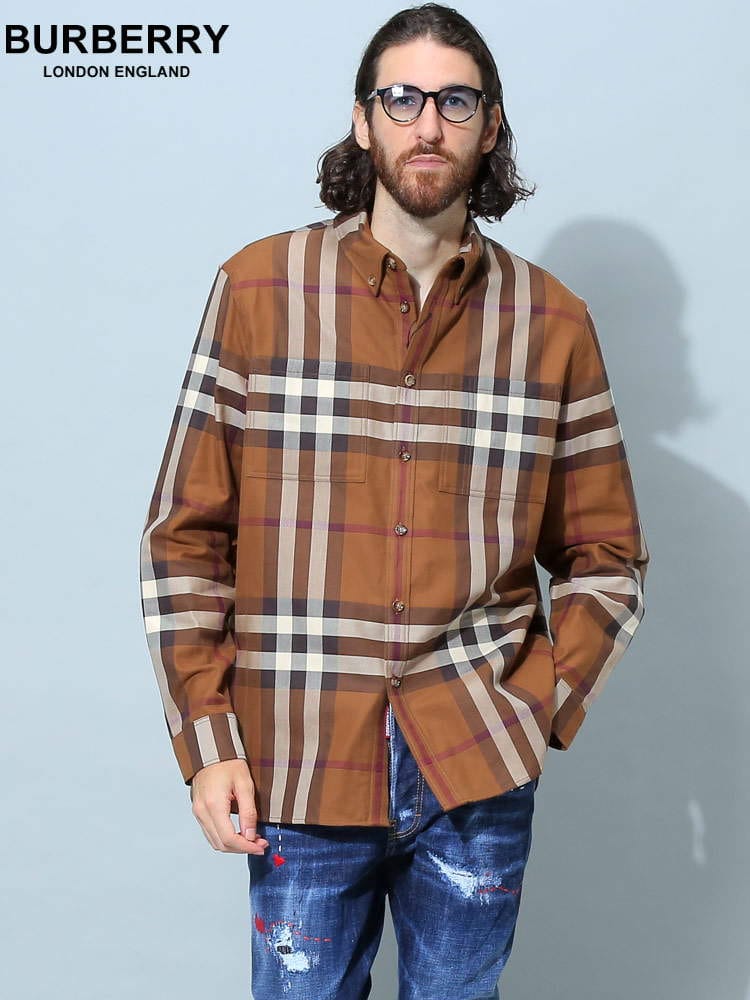 バーバリー メンズ シャツ 長袖 BURBERRY ブランド トップス 長袖シャツ チェック ボタンダウン TREHARRIS BB8055742