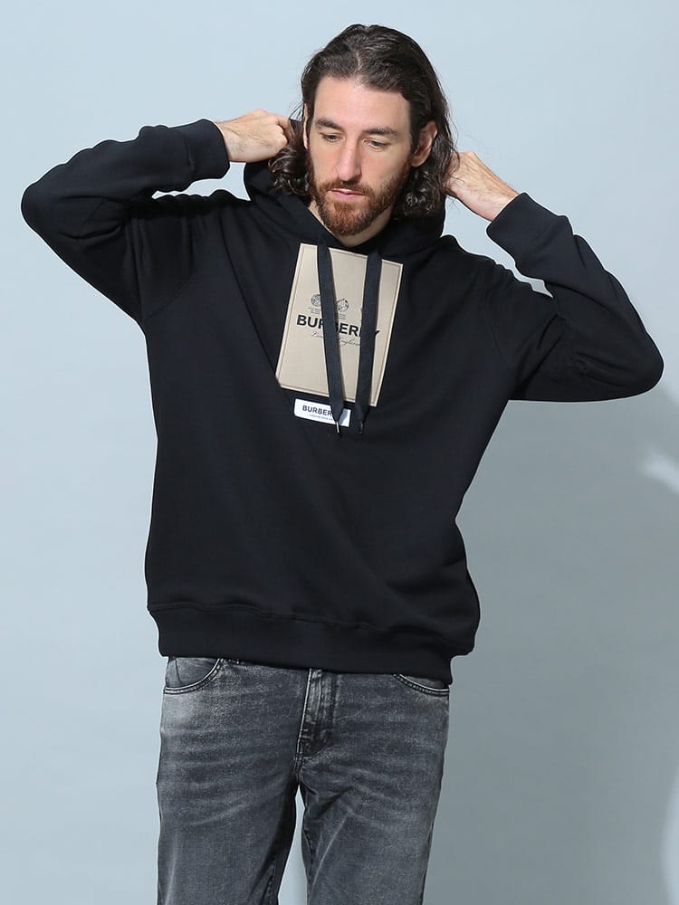 バーバリー メンズ パーカー BURBERRY ブランド トップス 長袖 スウェット プルオーバー ラベルアップリケ ロゴ BB8057100