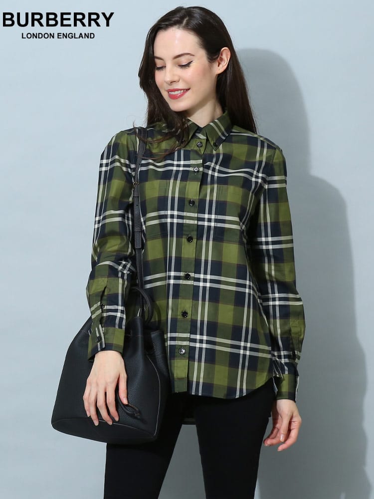 バーバリー レディース シャツ BURBERRY ブランド 長袖シャツ トップス チェックシャツ チェック ボタンダウン BBL8056858
