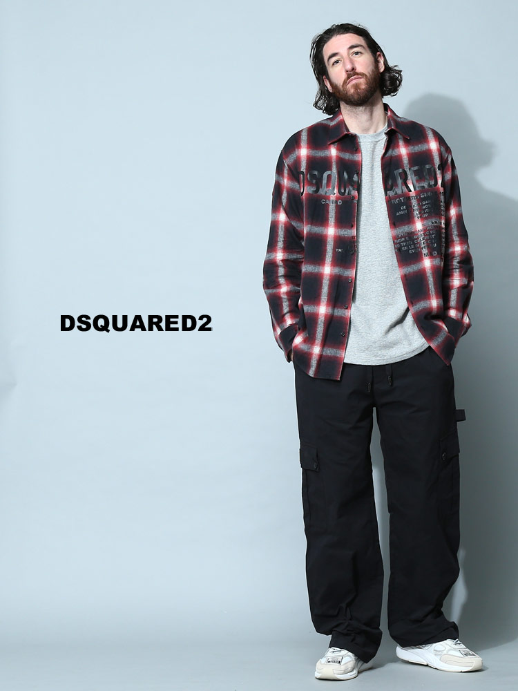 ディースクエアード メンズ シャツ DSQUARED2 ブランド 長袖シャツ チェックシャツ ロゴ プリント チェック 【サカゼン公式通販】