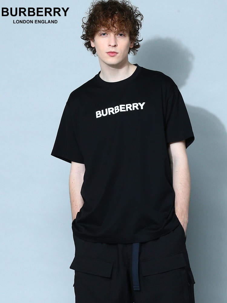 BURBERRY LONDON Tシャツ 黒 ブラック 半袖 ロゴ プリントバーバリー 