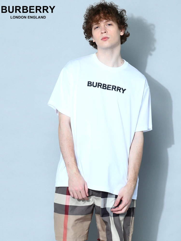バーバリー メンズ Tシャツ 半袖 BURBERRY ブランド トップス シャツ カットソー ロゴ プリント コットン オーバーサイズ BB8055309