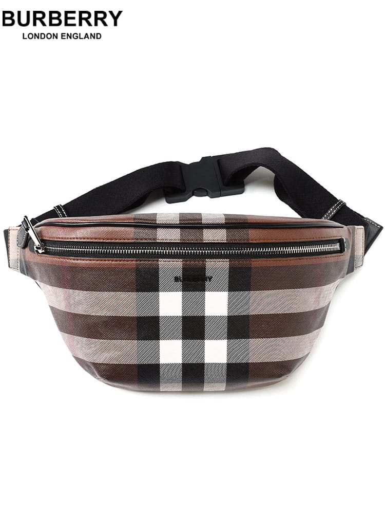 バーバリー メンズ バッグ BURBERRY ブランド 鞄 ボディバッグ ウエストポーチ チェック＆レザー バムバッグ レディース BB8052806