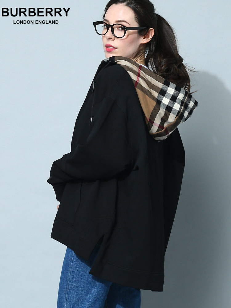 BURBERRY (バーバリー) チェック フード コットン オーバーサイズ フーデッドトップ BBL8041071 ブランド