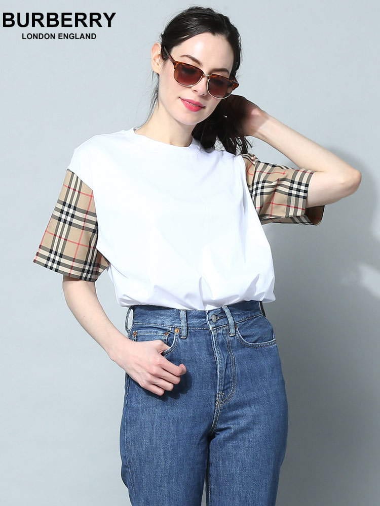 BURBERRY (バーバリー) ヴィンテージチェック スリーブ コットン オーバーサイズTシャツ BBL8042716 ブランド