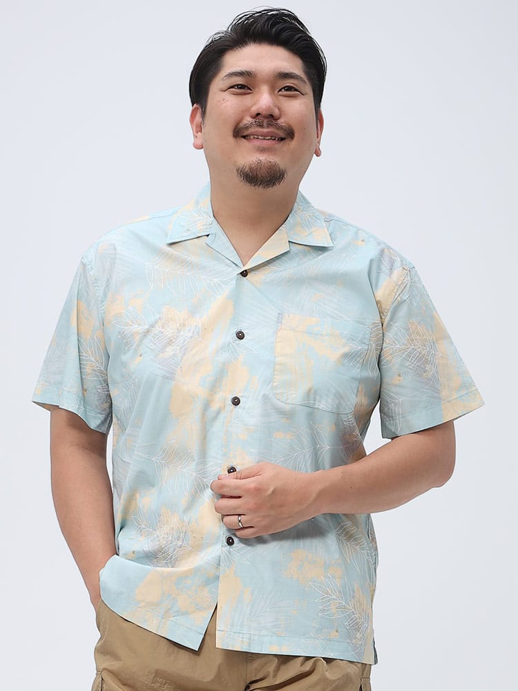 在庫処分 返品交換不可 大きいサイズ メンズ B＆T CLUB (ビーアンドティークラブ) 綿100％ 総柄 半袖 アロハシャツ