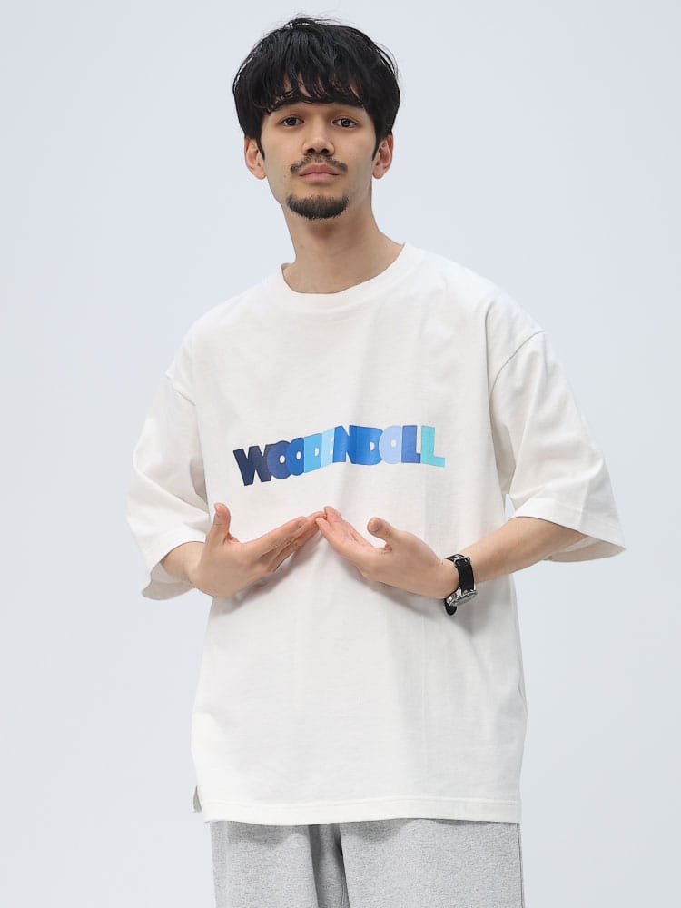 WOODEN DOLL (ウッディンドール) USAコットン グラデロゴ 5分袖 BIG Tシャツ