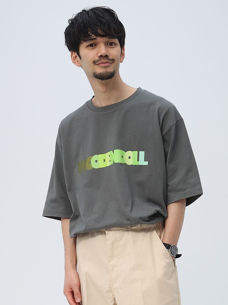 WOODEN DOLL (ウッディンドール) USAコットン グラデロゴ 5分袖 BIG Tシャツ