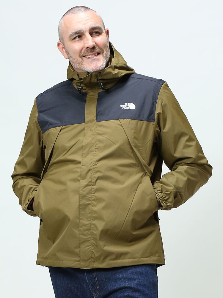 大きいサイズ メンズ THE NORTH FACE (ザ ノースフェイス) ロゴプリント 切り替え フルジップ マウンテンパーカー DRYVENT ANTORA JACKET