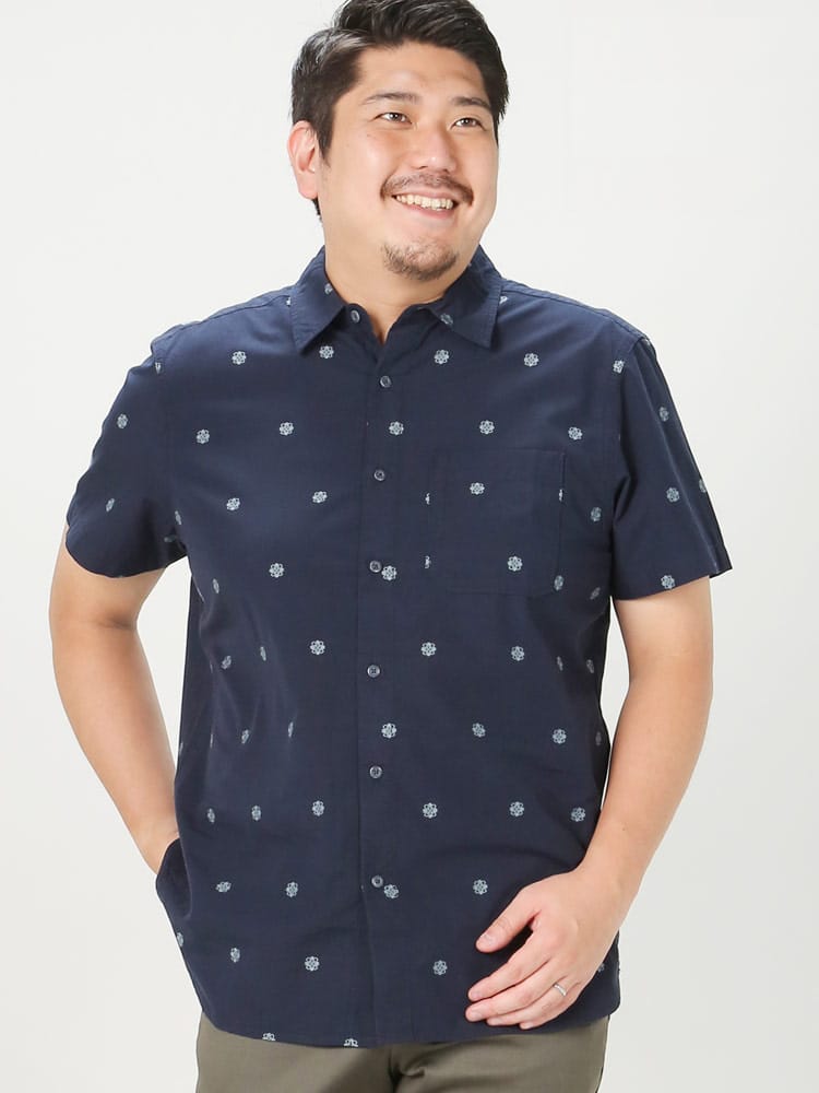 大きいサイズ メンズ THE NORTH FACE (ザ ノースフェイス) 総柄 ポケット 半袖 シャツ BAYTRAIL JACQUARD SHIRT
