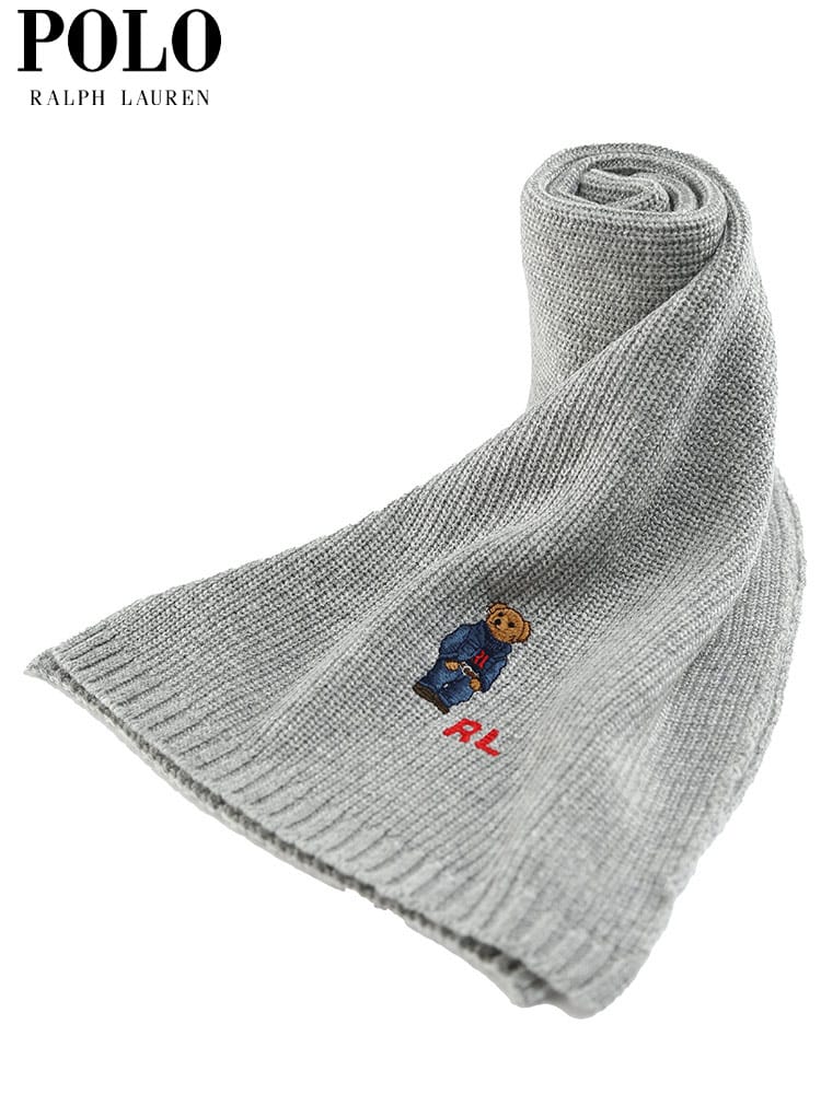 ポロ ラルフローレン メンズ マフラー POLO RALPH LAUREN ブランド ポロベア 刺繍 リブニット ユニセックス ウール混 ギフト プレゼント RLPC1034F2