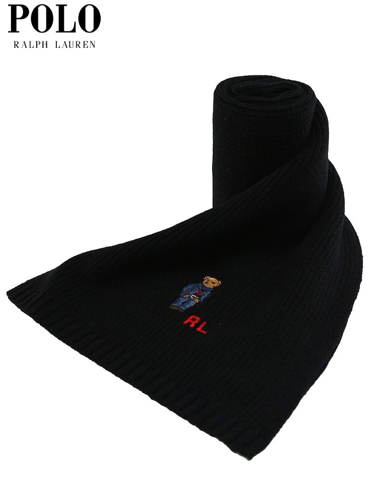 ポロ ラルフローレン メンズ マフラー POLO RALPH LAUREN ブランド ポロベア 刺繍 リブニット ユニセックス ウール混 ギフト プレゼント RLPC1034F2