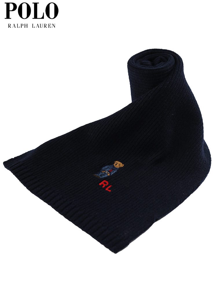 ポロ ラルフローレン メンズ マフラー POLO RALPH LAUREN ブランド ポロベア 刺繍 リブニット ユニセックス ウール混 ギフト プレゼント RLPC1034F2