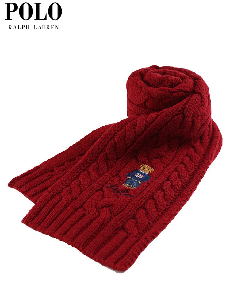 ポロ ラルフローレン メンズ マフラー POLO RALPH LAUREN ブランド ポロベア 刺繍 ケーブルニット ユニセックス ウール混 ギフト プレゼント RLPC1036F2