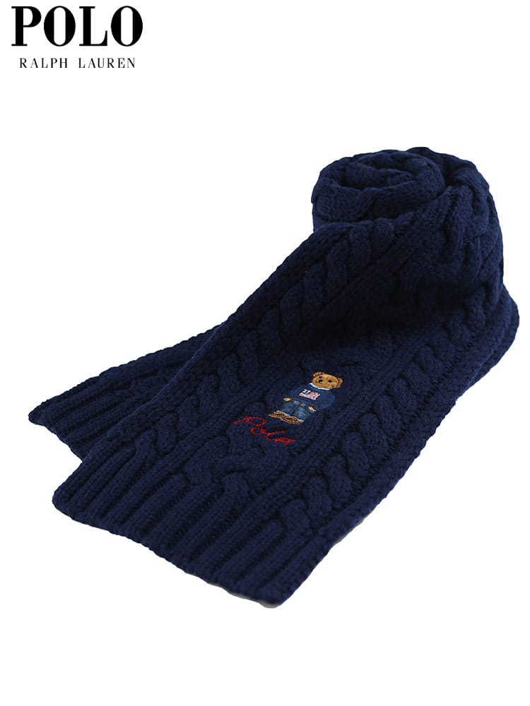 ポロ ラルフローレン メンズ マフラー POLO RALPH LAUREN ブランド ポロベア 刺繍 ケーブルニット ユニセックス ウール混 ギフト プレゼント RLPC1036F2