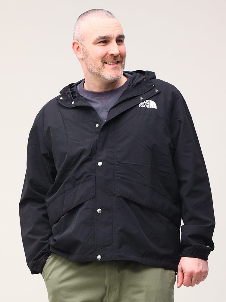大きいサイズ メンズ THE NORTH FACE (ザ ノースフェイス) ナイロン ロゴプリント フルジップ ジャケット WINDWALL 86MOUNTAIN WIND JKT