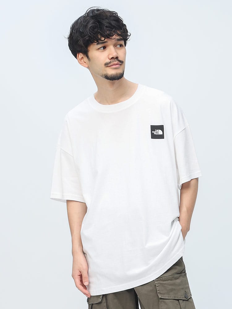 THE NORTH FACE (ザ ノースフェイス) 綿100％ ワンポイント BOXロゴ ドロップショルダー クルーネック 半袖 Tシャツ NSE Drop Shoulder Tee