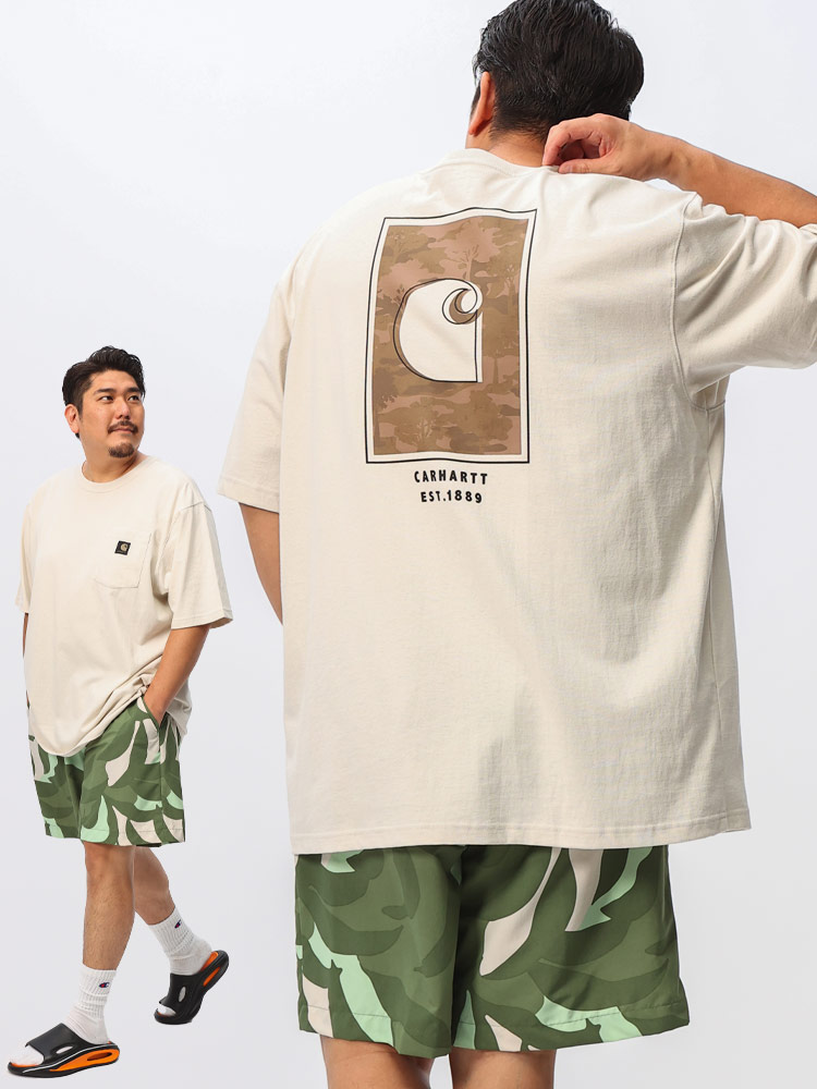 半袖 Tシャツ バックデザイン ポケット付き ルーズフィット ヘビーウェイト コットン 大きいサイズ メンズ