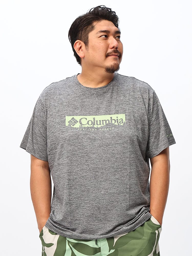 半袖 Tシャツ ストレッチ 吸湿速乾 UPF50 フロントロゴ クルーネック スポーツ ランニング ジム 大きいサイズ メンズ