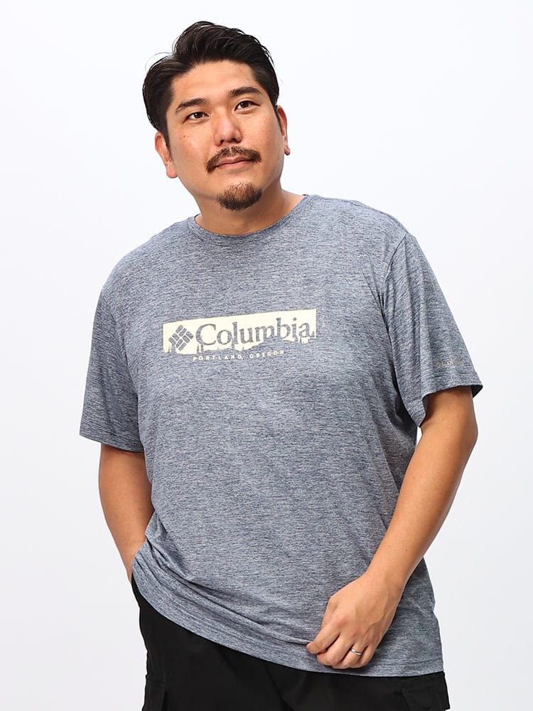 半袖 Tシャツ ストレッチ 吸湿速乾 UPF50 フロントロゴ クルーネック スポーツ ランニング ジム 大きいサイズ メンズ