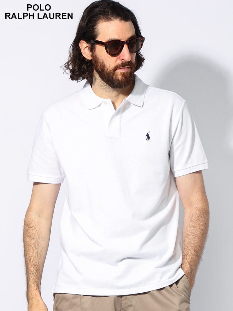 POLO RALPH LAUREN (ポロラルフローレン) コットン100％ 鹿の子 ロゴ刺繍 半袖 ポロシャツ CUSTOM SLIMFIT RL710666998 メンズ