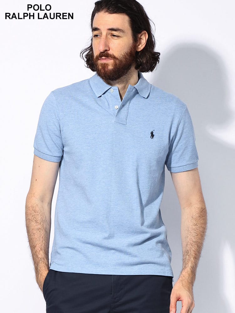 POLO RALPH LAUREN (ポロラルフローレン) コットン100％ 鹿の子 ロゴ刺繍 半袖 ポロシャツ CUSTOM SLIMFIT RL710666998 メンズ