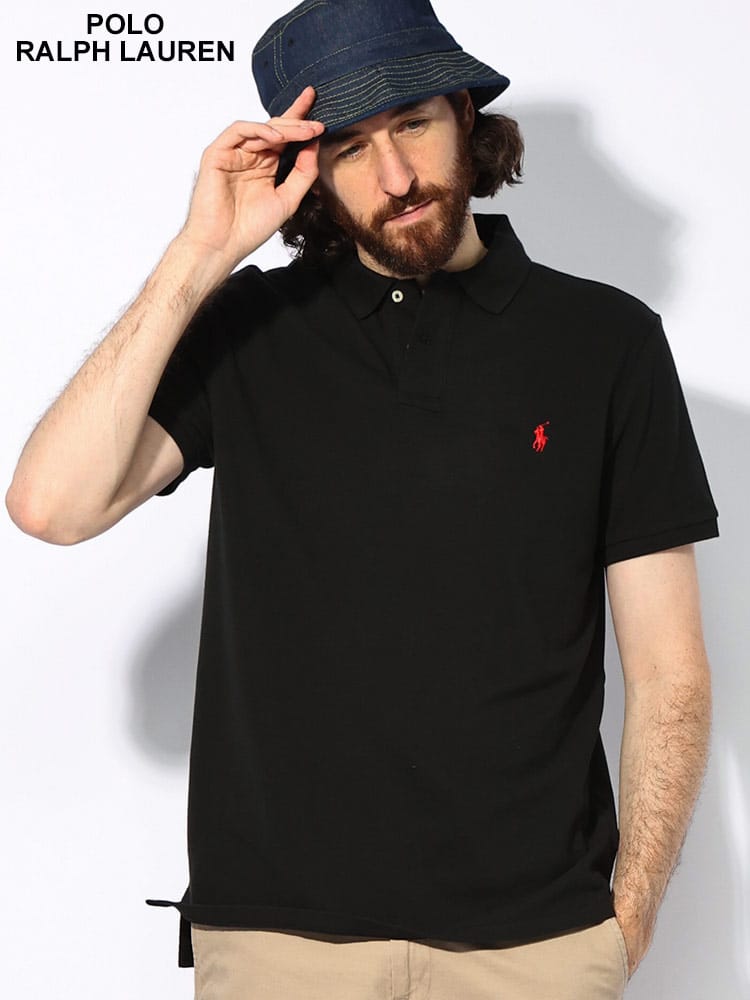 POLO RALPH LAUREN (ポロラルフローレン) コットン100％ 鹿の子 ロゴ刺繍 半袖 ポロシャツ CUSTOM SLIMFIT RL710782592 メンズ
