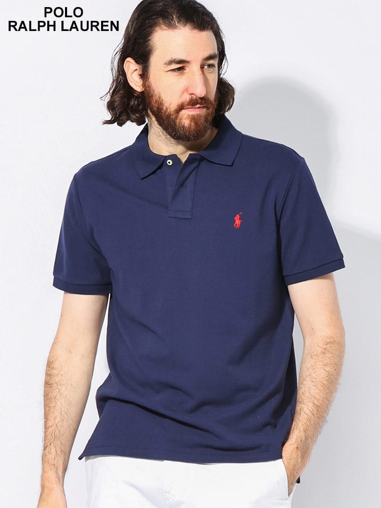 POLO RALPH LAUREN (ポロラルフローレン) コットン100％ 鹿の子 ロゴ刺繍 半袖 ポロシャツ CUSTOM SLIMFIT RL710782592 メンズ