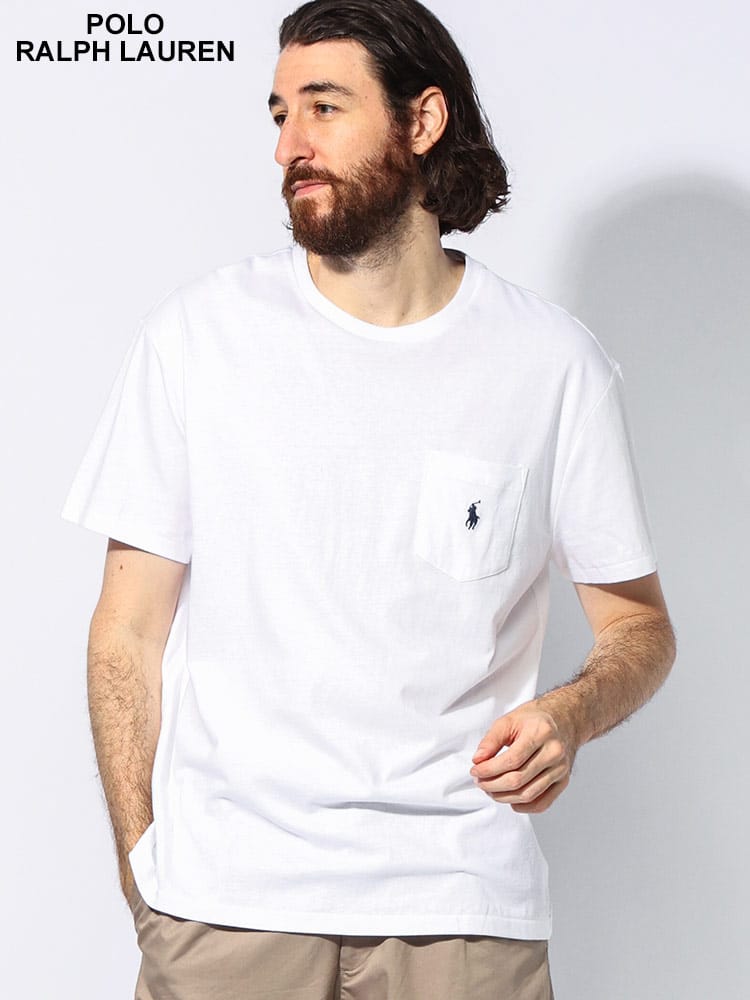 POLO RALPH LAUREN (ポロラルフローレン) ロゴ刺繍入りポケット付 クルーネック 半袖 Ｔシャツ RL710707095 メンズ