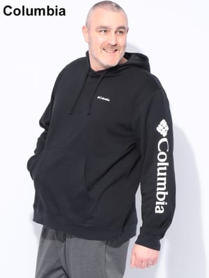 Columbia コロンビア スウェット パーカー 袖プリント ロゴ プルオーバー トップス フード  アウトドア ブランド 大きいサイズ メンズ