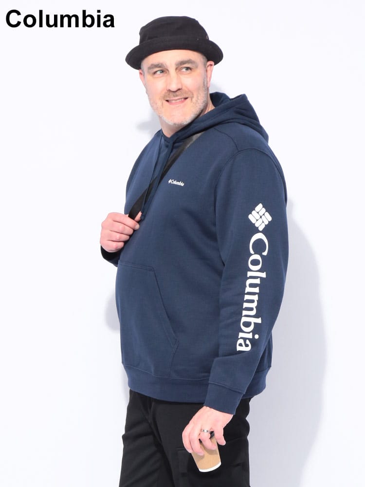 パーカー 裏起毛 スリーブロゴ プルオーバー トップス フード プルパーカー 秋 冬 大きいサイズ メンズ