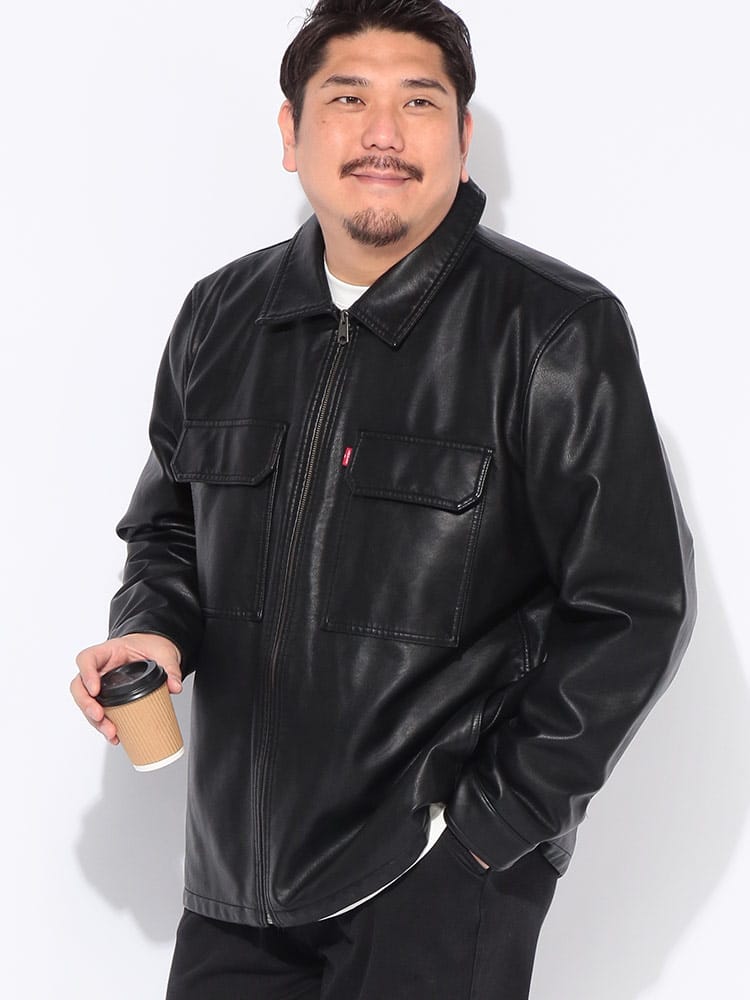 ジャケット 合成皮革 フルジップ ブルゾン アウター 中綿 ライダース 