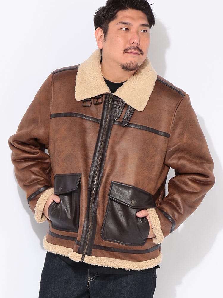 ジャケット 裏ボア フルジップ ブルゾン アウター ジップ ボア 秋 冬 大きいサイズ メンズ