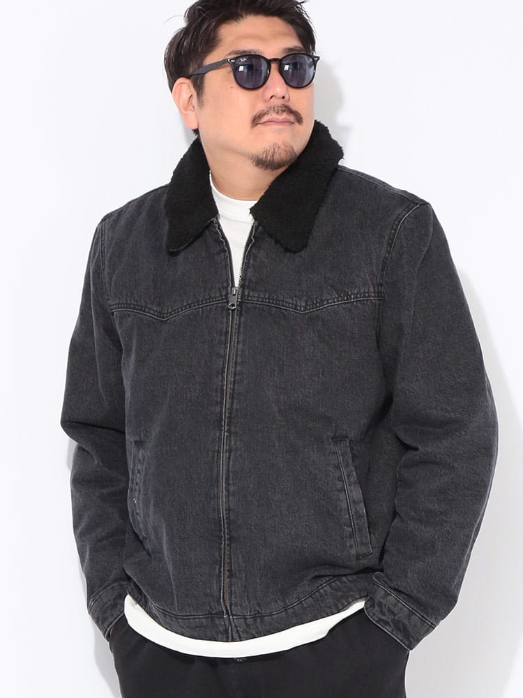 ジャケット ボア襟着脱 フルジップ デニム ブルゾン アウター Gジャン 