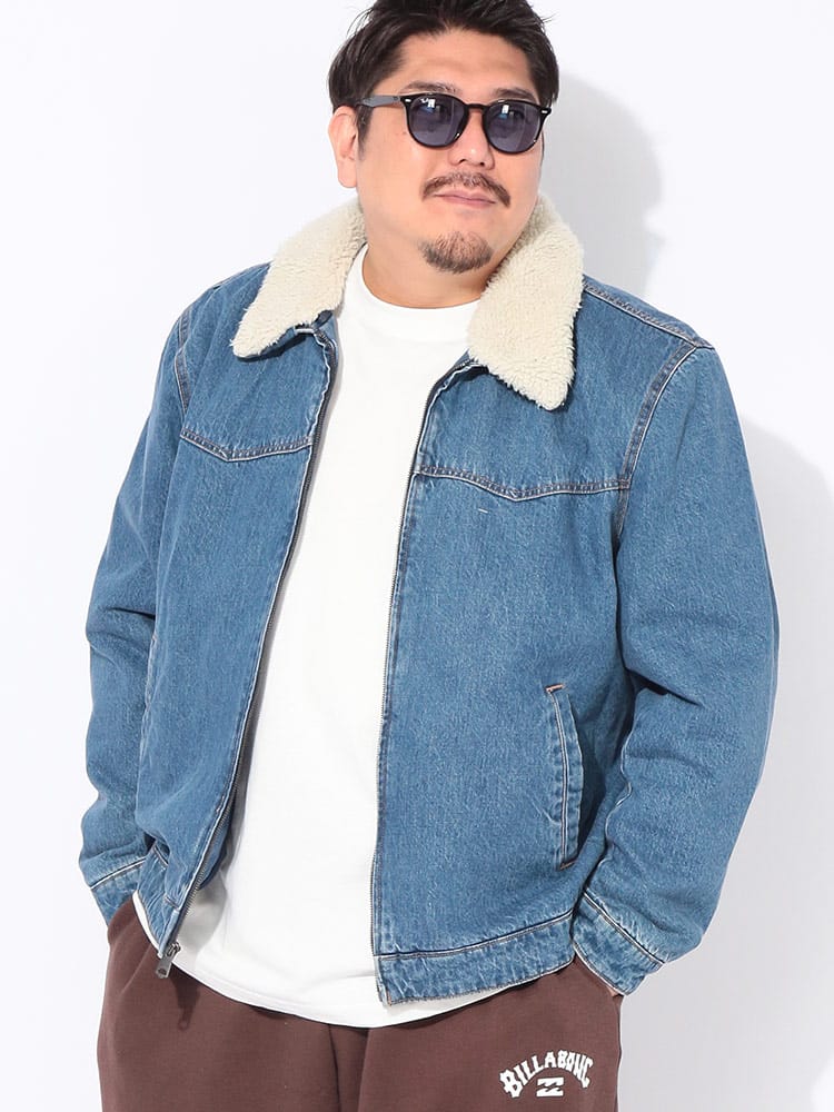 ジャケット ボア襟着脱 フルジップ デニム ブルゾン アウター Gジャン 