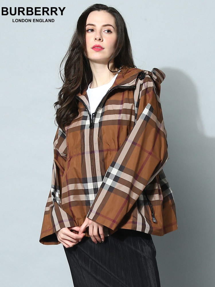 BURBERRY (バーバリー) チェック フルジップ フーディッドジャケット BBL8049804 ブランド レディース