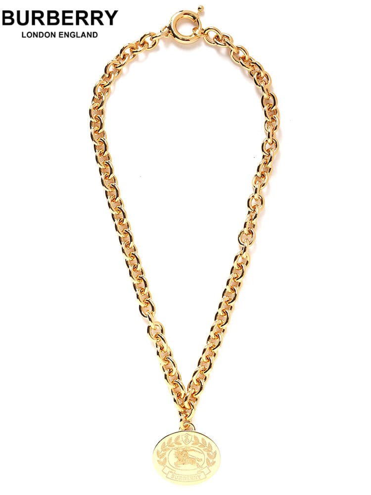 BURBERRY (バーバリー) エングレイブEKD ゴールドプレート チェーンリンク ネックレス BBL8064200 ブランド