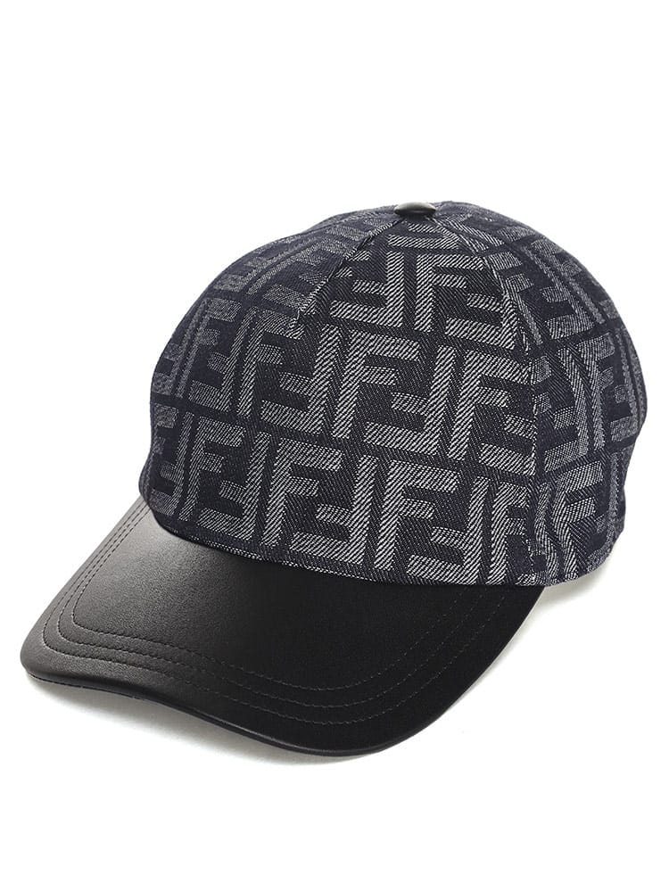 FENDI (フェンディ) ロゴ総柄 異素材 デニム キャップ FDFXQ768AN9H メンズ ブランド