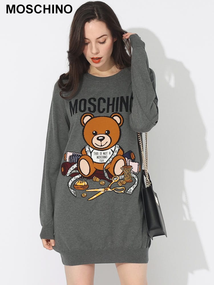MOSCHINO (モスキーノ) ベア クルーネック ニットワンピース TEDDY MHLV04885505 ブランド レディース トップス