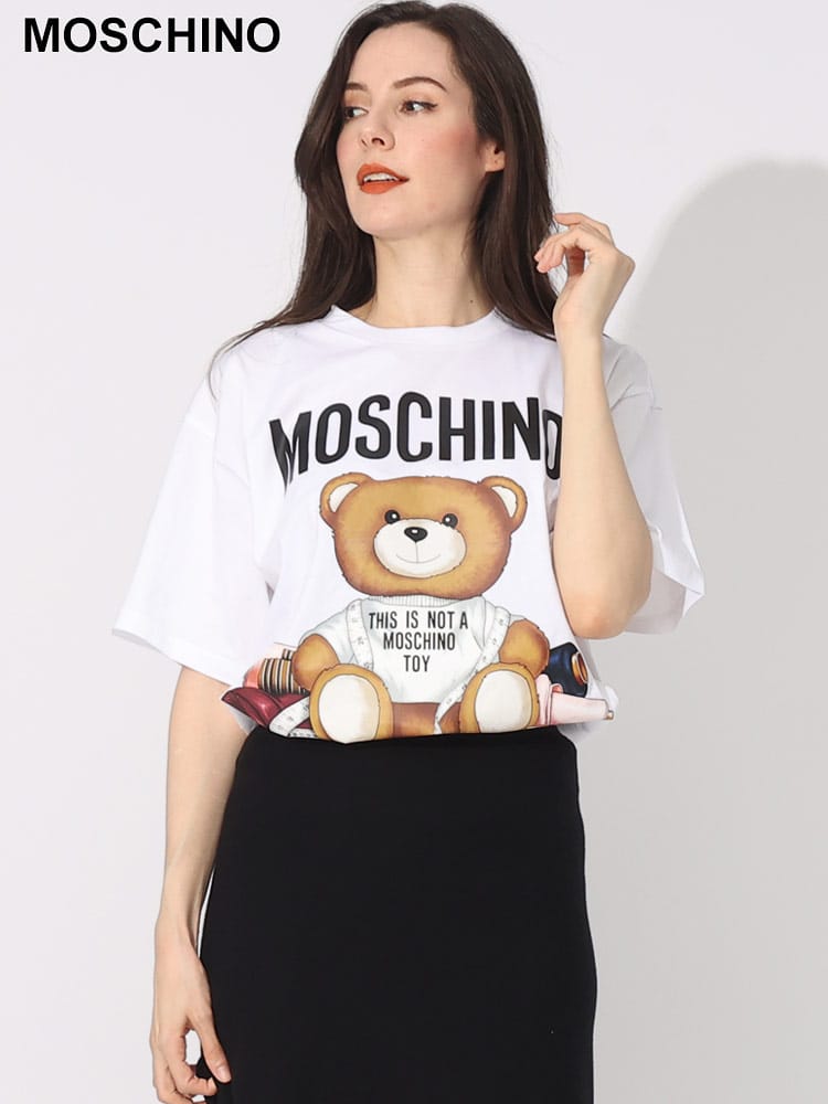 MOSCHINO (モスキーノ) ベアプリント クルーネック 半袖 Tシャツ TAILOR TEDDY MHLV07015541 ブランド レディース トップス