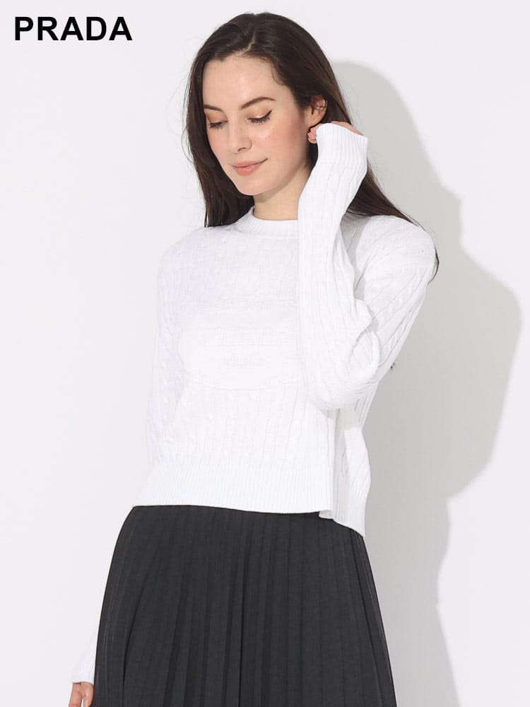 PRADA スリムフィット リブニット スカート ウール ブラック プラダ 36  