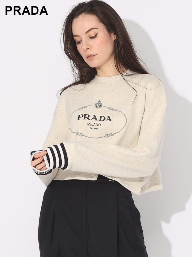 PRADA (プラダ) ロゴエンブロイダリー クロップド トレーナー PRL134676 ブランド レディース トップス