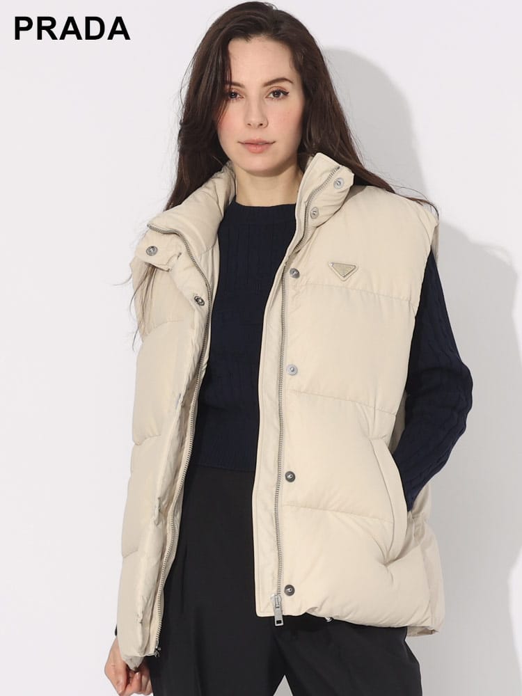 PRADA (プラダ) ロゴプレート フルジップ ダウンベスト PRL29X131 ブランド レディース アウター