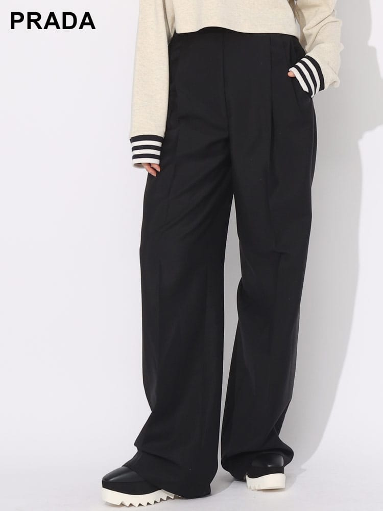 PRADA (プラダ) ツータック ストレート パンツ PRLP230H ブランド レディース ボトムス
