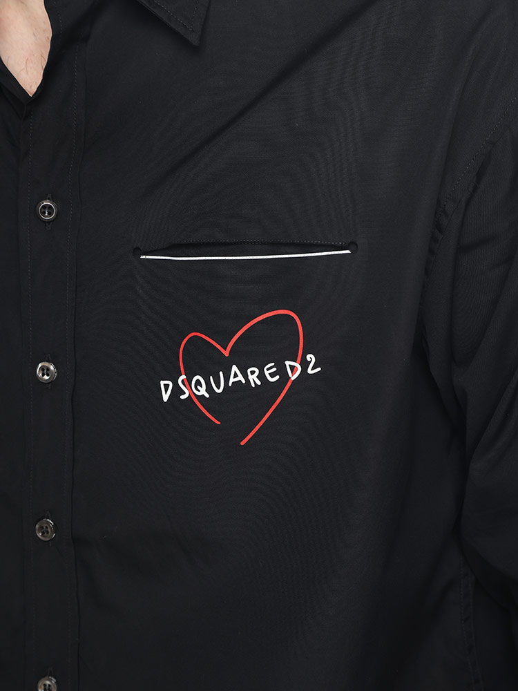 DSQUARED2 (ディースクエアード) ワンポイントハート 長袖 シャツ 