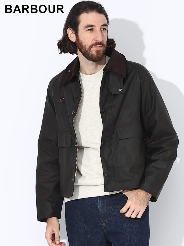 BARBOUR (バブアー) 襟切り替え フルジップ ワックスジャケット SPEY WAX BABMWX1212MWX ブランド メンズ 男性 アウター