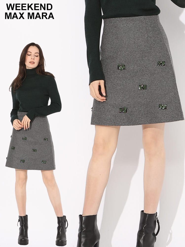 WEEKEND MAX MARA (ウィークエンド マックスマーラ ) ビジュー ウエストタック ミニスカート MXLSIMEONE ブランド レディース ボトムス