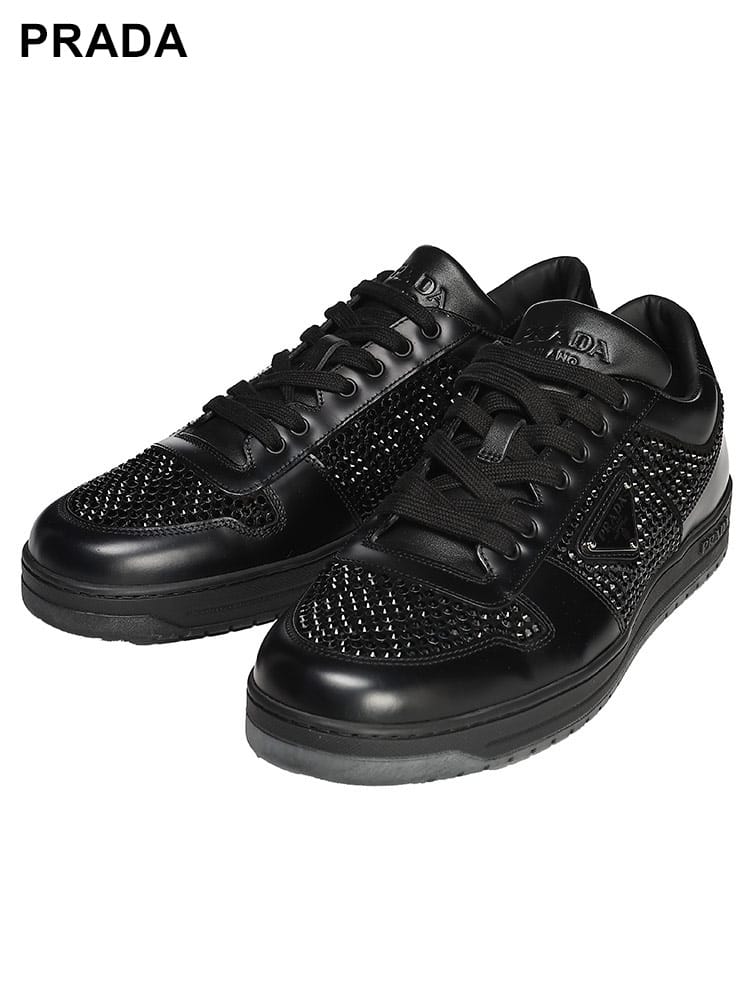 PRADA (プラダ) トライアングルロゴ クリスタル スニーカー PR2EE3932AWL メンズ