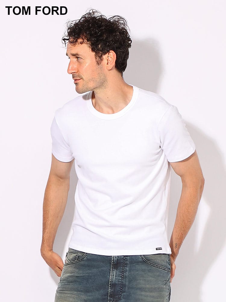 TOM FORD (トムフォード) ストレッチ コットン ベーシック 半袖 Tシャツ TFT4M081040 メンズ